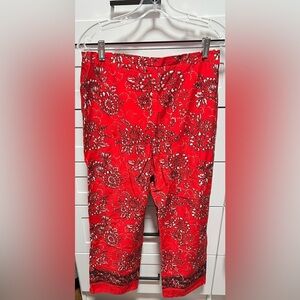 Sag Harbor Red Floral bandana Capris, sz 16